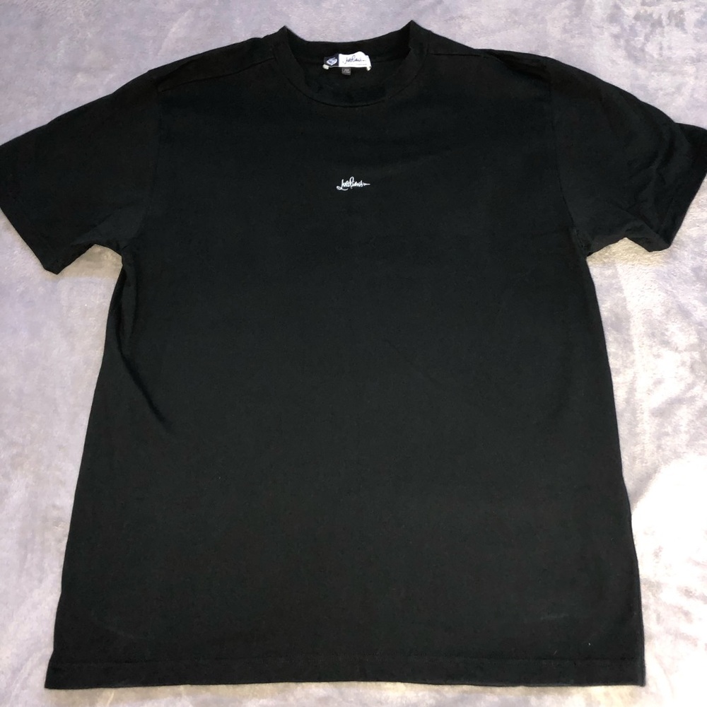 LORO PIANA BLACK COTTON MEN’S SHIRT/T-SHIRT/SHORT SLEEVE WITH A SMALL WHITE LOGO
